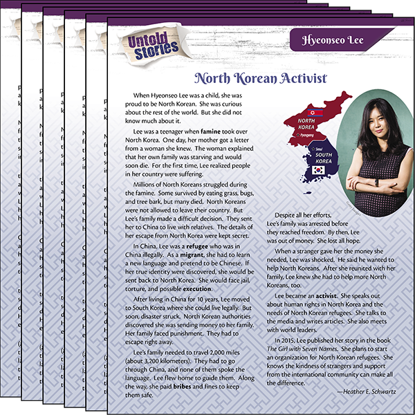 Lee:　Created　North　Teacher　Materials　Activist　Korean　Hyeonseo　6-Pack
