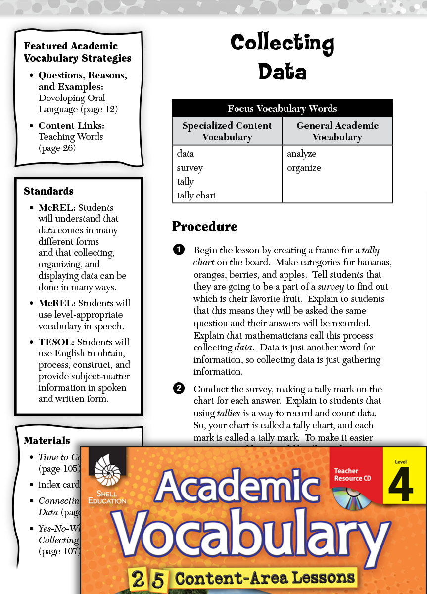 Collecting Data: Academic Vocabulary Level 4 | Teachers - Classroom