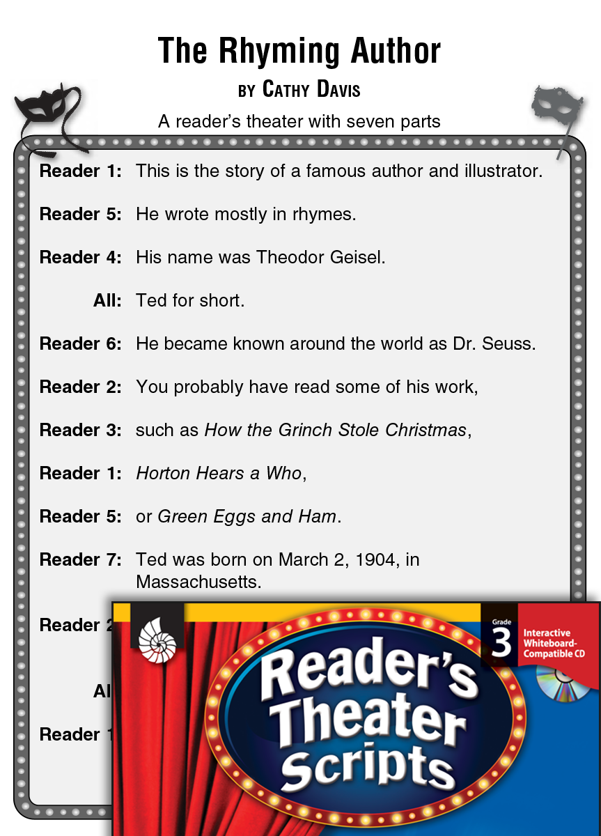 Dr. Seuss The Rhyming Author Reader's Theater Script and Lesson