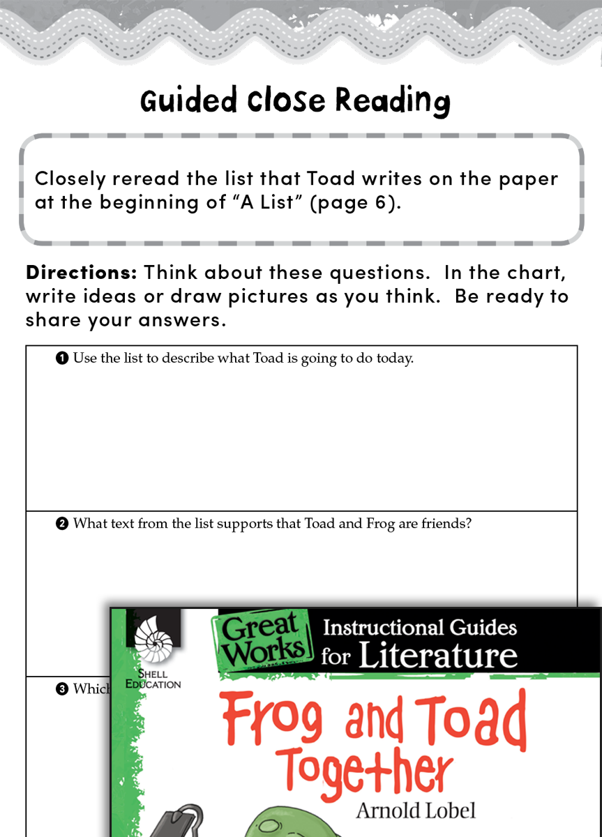 Frog and Toad Together Close Reading and TextDependent Questions