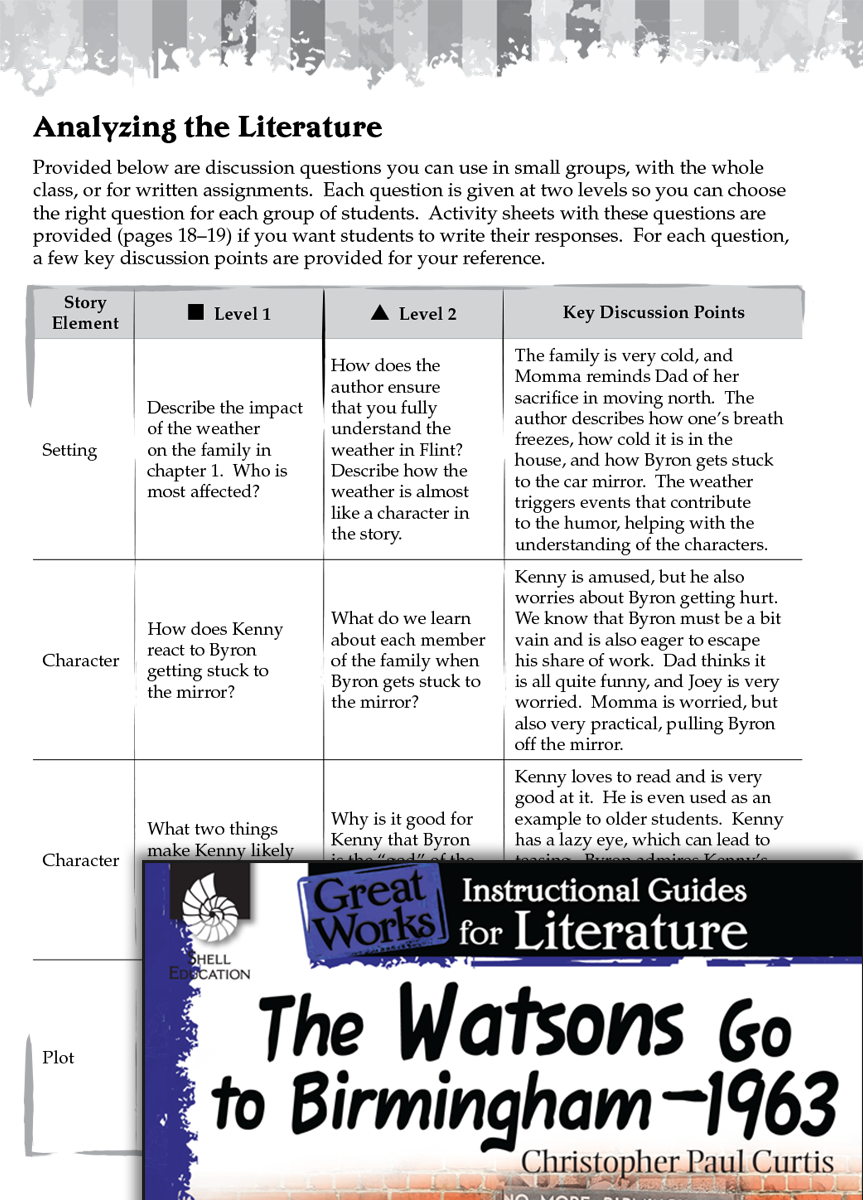 The Watsons Go to Birmingham--1963 Leveled Comprehension Questions