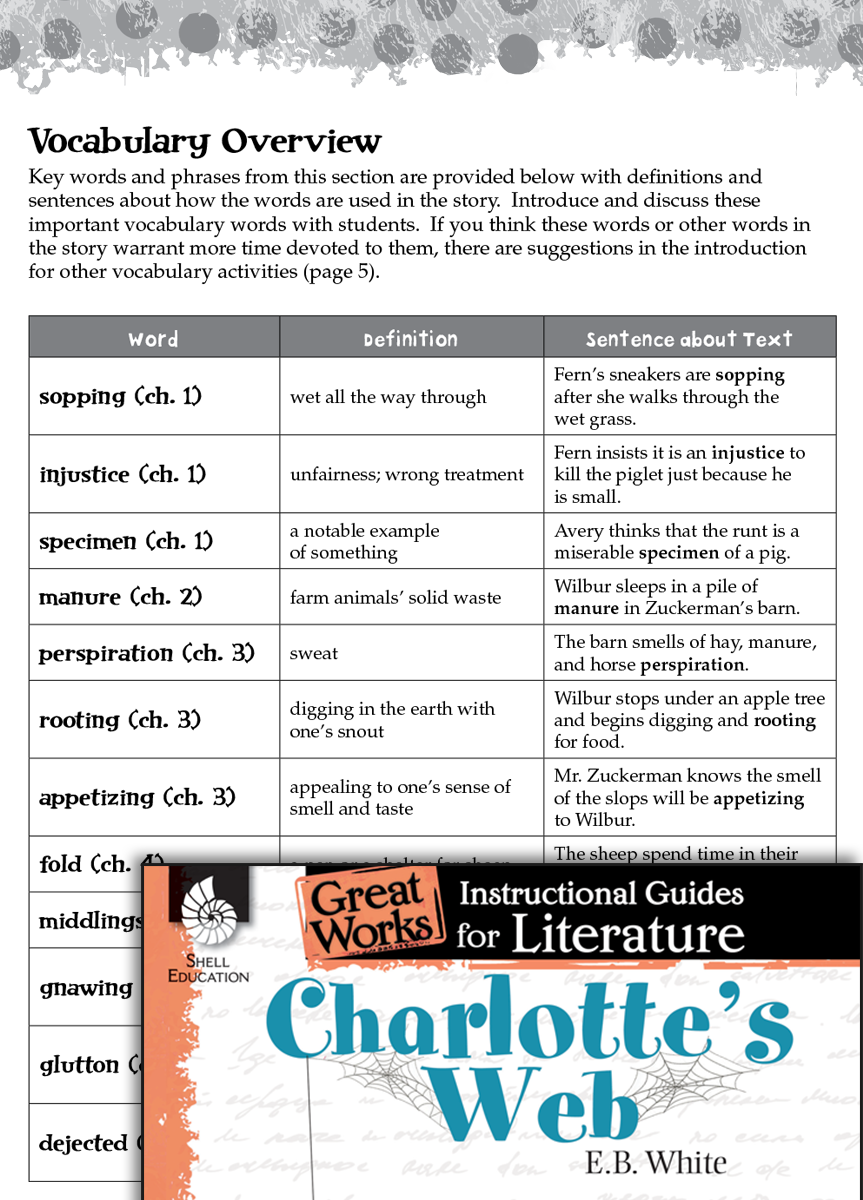 charlottes web vocabulary activities teachers