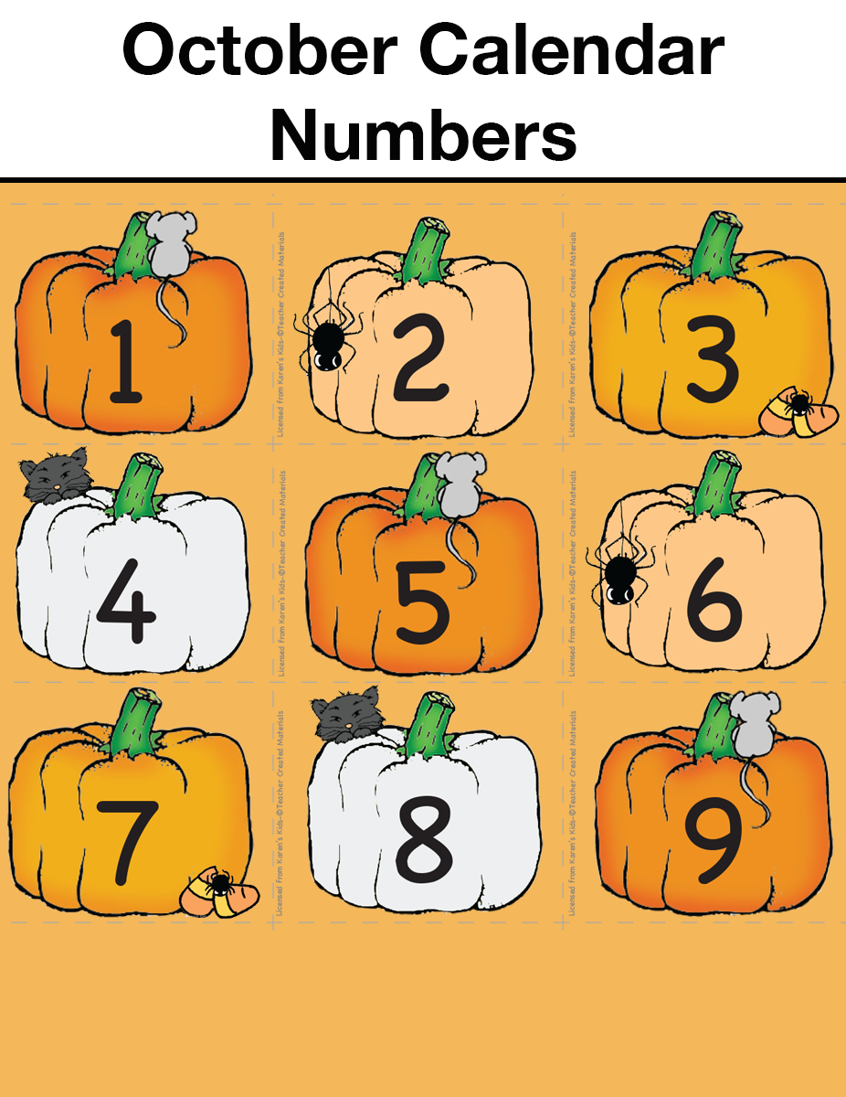 October Calendar Numbers Teachers Classroom Resources