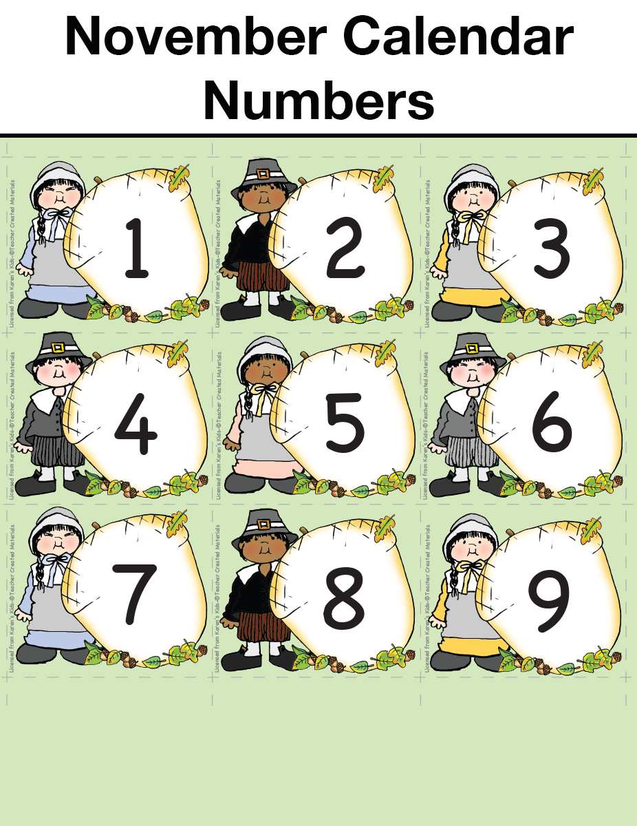 November Calendar Numbers Teachers Classroom Resources