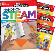180 Days STEAM, Science, Math, & Problem Solving Grade 1: 4-Book Set