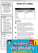 Parts of a Letter: Academic Vocabulary Level 1