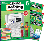 180 Days Reading 2nd Ed, Writing, Spelling, & Language Grade 6: 4-Book Set