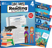 180 Days Reading 2nd Ed, Writing, Spelling, & Language Grade 4: 4-Book Set