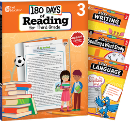 180 Days Reading 2nd Ed, Writing, Spelling, & Language Grade 3: 4-Book Set