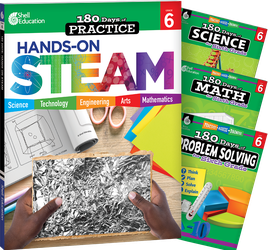 180 Days STEAM, Science, Math, & Problem Solving Grade 6: 4-Book Set