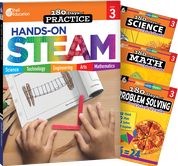 180 Days STEAM, Science, Math, & Problem Solving Grade 3: 4-Book Set