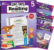 180 Days Reading 2nd Ed, Writing, Spelling, & Language Grade 5: 4-Book Set