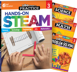 180 Days STEAM, Science, Math, & Problem Solving Grade 3: 4-Book Set